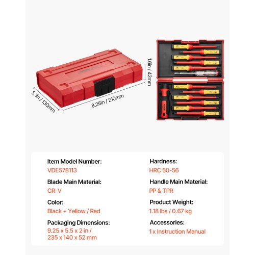 Insulated Screwdriver Set 13Piece Insulated Tool Set for Electricians 1000V