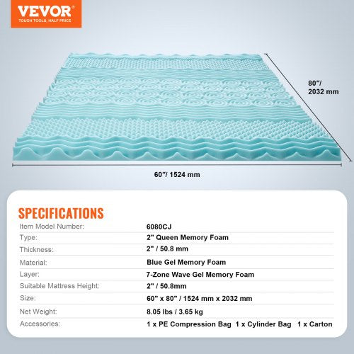 Mattress Topper Queen Size 2 Thickness Soft Memory Foam Mattress Pad