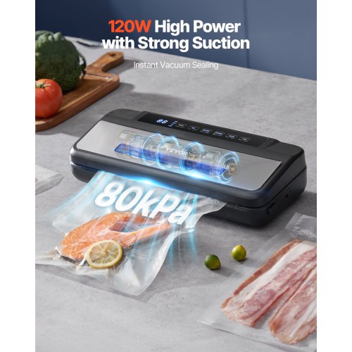 Vacuum Sealer Machine 80Kpa 120W Powerful Compact Food Sealer 7in1