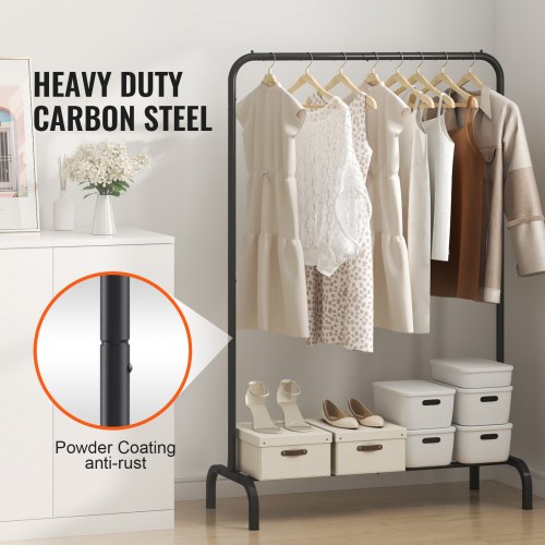 Clothes Rack Heavy Duty Clothing Garment Rack with Hanging Rod and Bottom