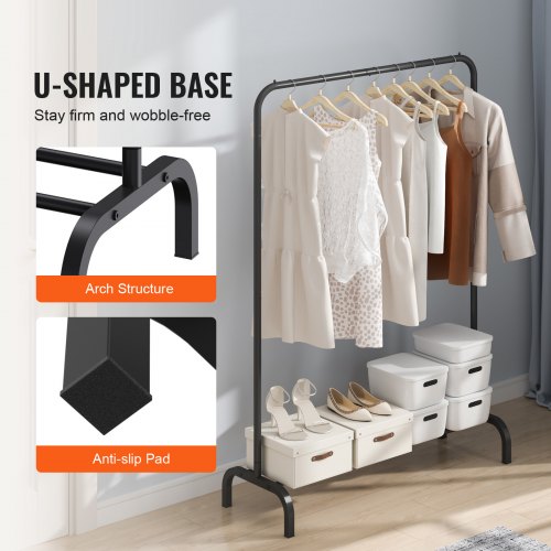 Clothes Rack Heavy Duty Clothing Garment Rack with Hanging Rod and Bottom
