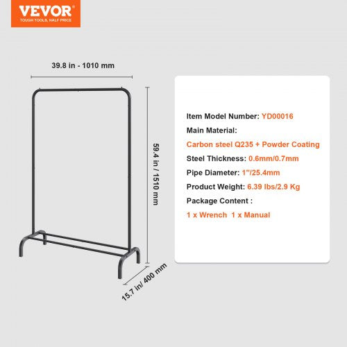 Clothes Rack Heavy Duty Clothing Garment Rack with Hanging Rod and Bottom