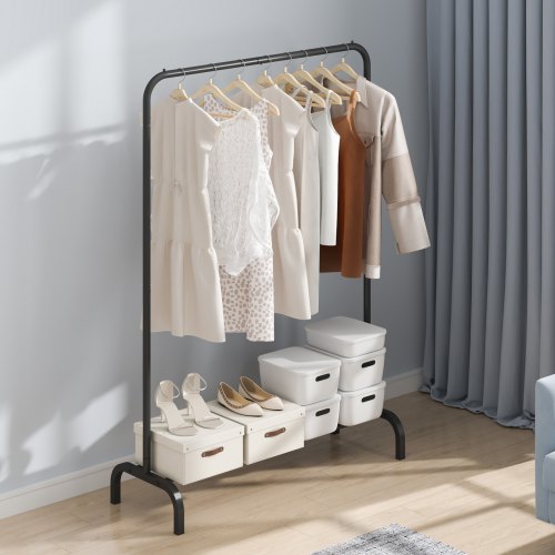 Clothes Rack Heavy Duty Clothing Garment Rack with Hanging Rod and Bottom