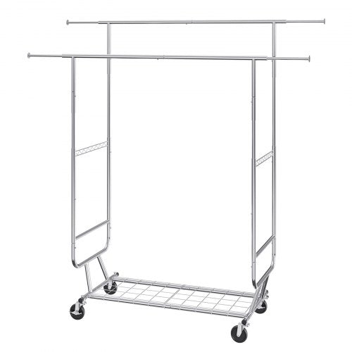 Heavy Duty Clothes Rack Double Hanging Rod Clothing Garment Rack for Hanging