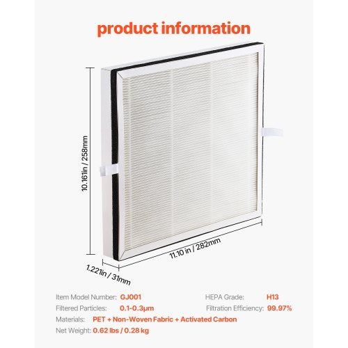 Air Purifier Replacement Filter H13 3in1 Compact Lightweight