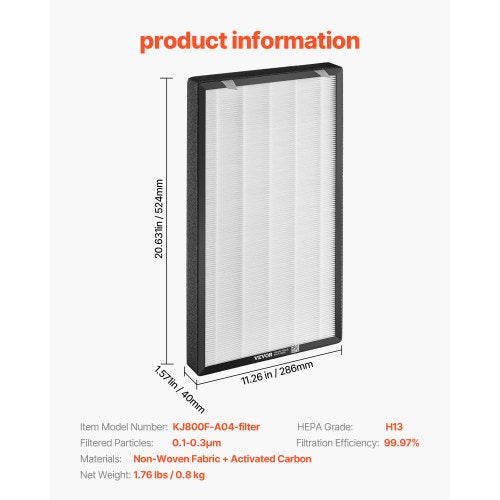 Air Purifier Replacement Filter H13 2in1 Compact Lightweight