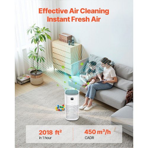 Air Purifier H13 HEPA Layer 2018 ft²h Smart Air Purifier with Speed