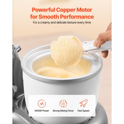Ice Cream Maker 1.8 Qt Capacity 6Speed Electric Stand Mixer with LED