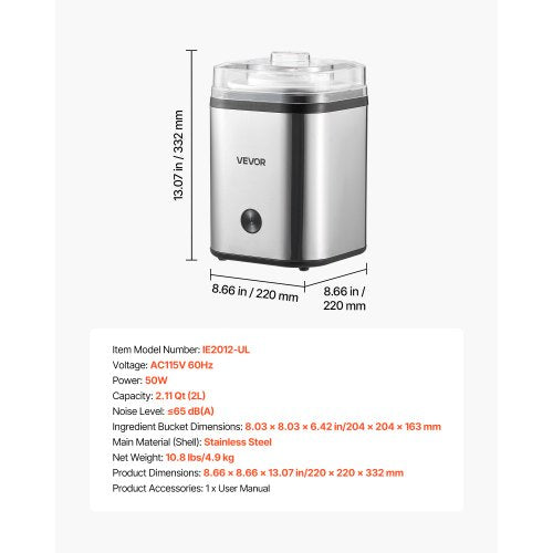 Ice Cream Maker 211 Qt Large Capacity Electric Automatic IceCream