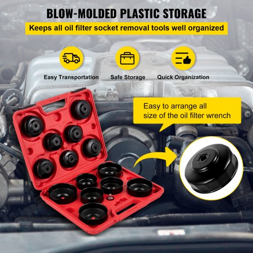 Oil Filter Socket Set 14 Pcs Oil Filter Wrench Set Sturdy Steel Oil Filter