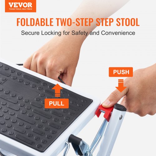 Step Ladder 2Step 330lbs Capacity Ergonomic Folding Steel Step Stool with Wide