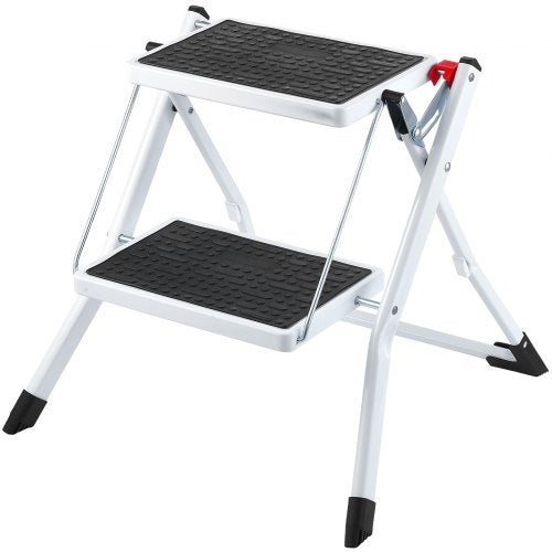 Step Ladder 2Step 330lbs Capacity Ergonomic Folding Steel Step Stool with Wide