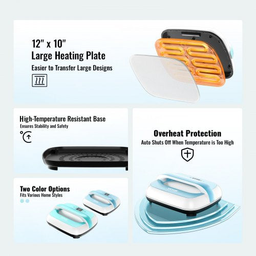 Heat Press Machine 12 x 10 inches Portable Heat Press DualTube Even