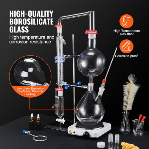 Essential Oil Distillation Kit 2000ml Distillation Apparatus 33 Boro Lab