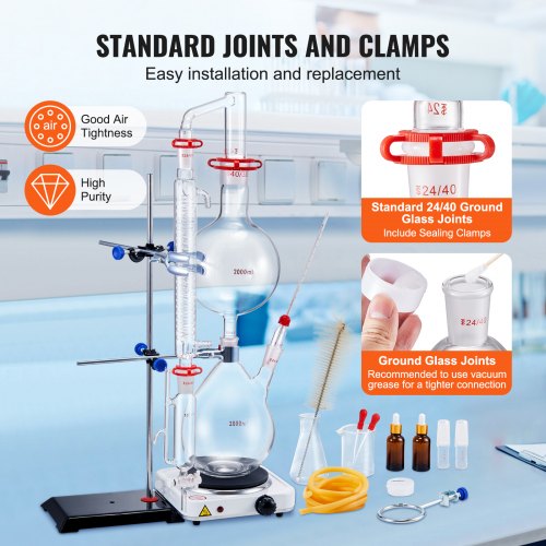 Essential Oil Distillation Kit 2000ml Distillation Apparatus 33 Boro Lab