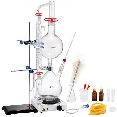 Essential Oil Distillation Kit 2000ml Distillation Apparatus 33 Boro Lab