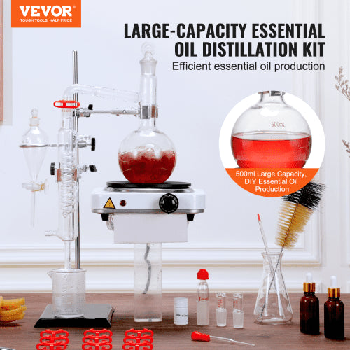 Essential Oil Distillation Kit 500ml Distillation Apparatus 33 Boro Lab