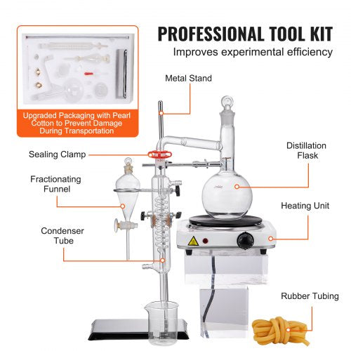 Essential Oil Distillation Kit 500ml Distillation Apparatus 33 Boro Lab
