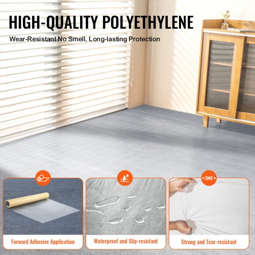 Carpet Protection Film 24 x 100 Floor and Surface Shield with Self