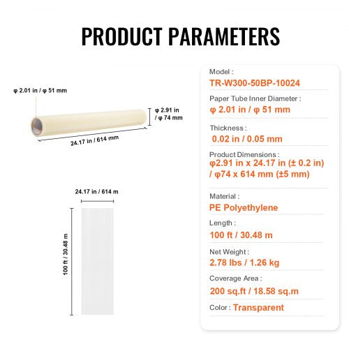 Carpet Protection Film 24 x 100 Floor and Surface Shield with Self