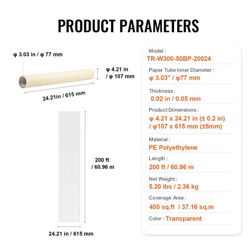Carpet Protection Film 24" x 200' Floor and Surface Shield