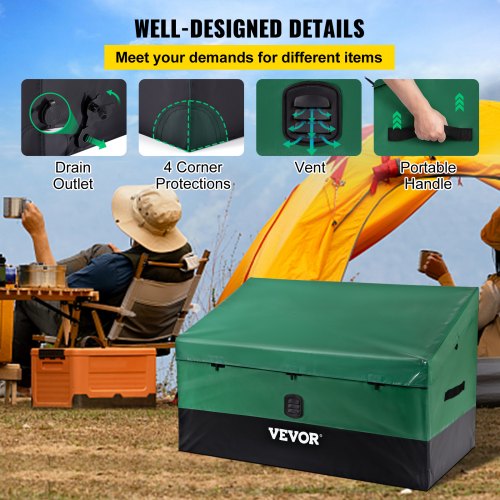 Outdoor Storage Box 100 Gallon Waterproof PE Tarpaulin Deck Box with Galvanized