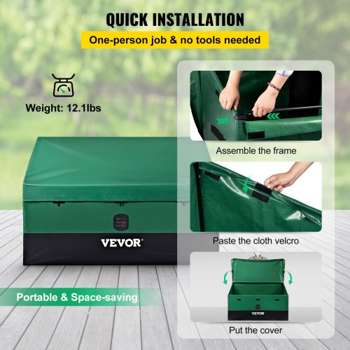 Outdoor Storage Box 100 Gallon Waterproof PE Tarpaulin Deck Box with Galvanized