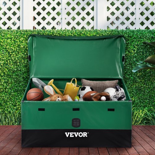 Outdoor Storage Box 100 Gallon Waterproof PE Tarpaulin Deck Box with Galvanized