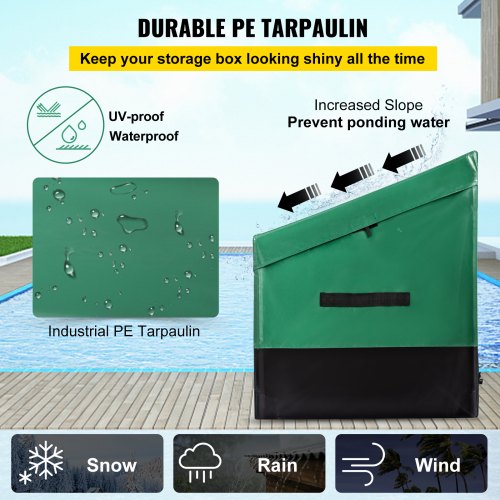 Outdoor Storage Box 150 Gallon Waterproof PE Tarpaulin Deck Box