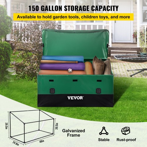 Outdoor Storage Box 150 Gallon Waterproof PE Tarpaulin Deck Box