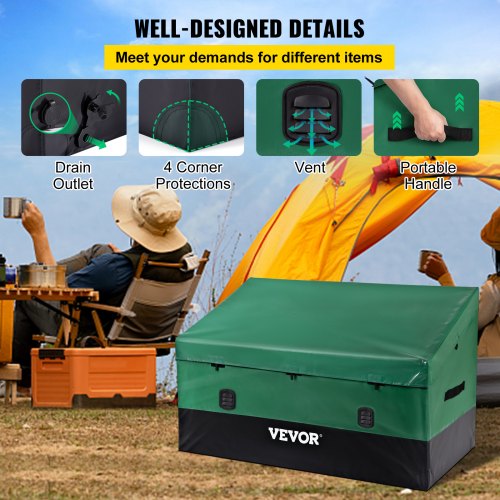 Outdoor Storage Box 150 Gallon Waterproof PE Tarpaulin Deck Box