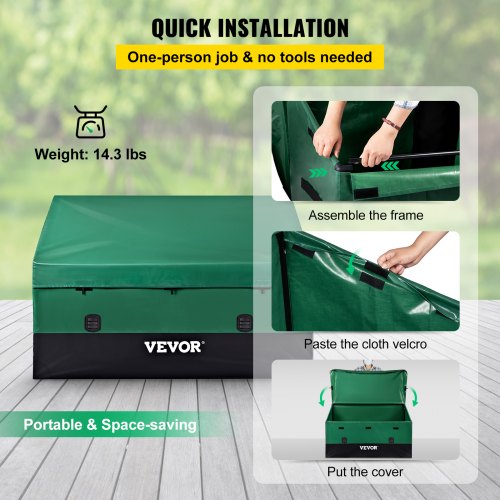 Outdoor Storage Box 150 Gallon Waterproof PE Tarpaulin Deck Box