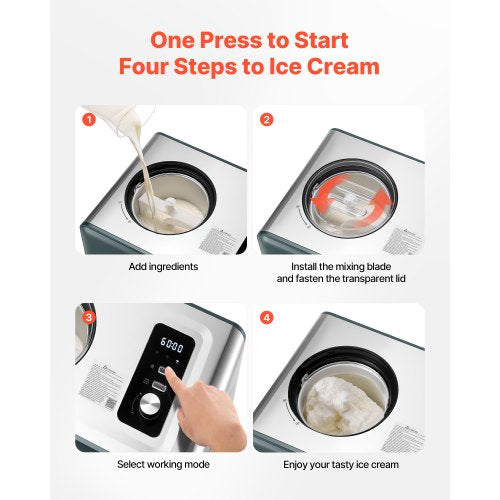 Automatic Ice Cream Maker with Builtin Compressor 1.5 Quart No
