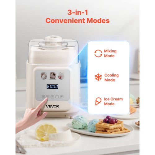 Upright Automatic Ice Cream Maker with Builtin Compressor 1 Quart No