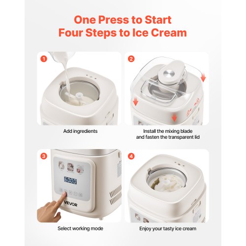 Upright Automatic Ice Cream Maker with Builtin Compressor 1 Quart No
