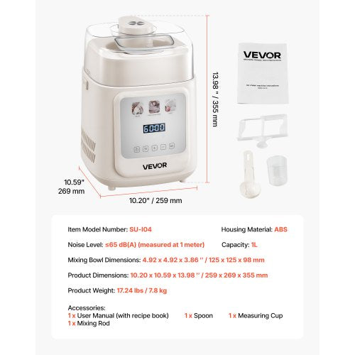 Upright Automatic Ice Cream Maker with Builtin Compressor 1 Quart No