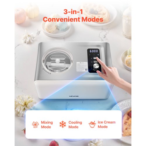Automatic Ice Cream Maker with Builtin Compressor 2 Quart No Prefreezing