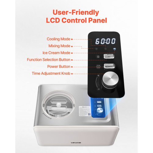 Automatic Ice Cream Maker with Builtin Compressor 2 Quart No Prefreezing