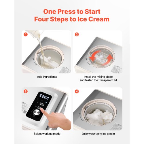 Automatic Ice Cream Maker with Builtin Compressor 2 Quart No Prefreezing