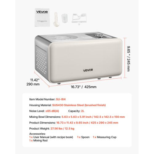Automatic Ice Cream Maker with Builtin Compressor 2 Quart No Prefreezing
