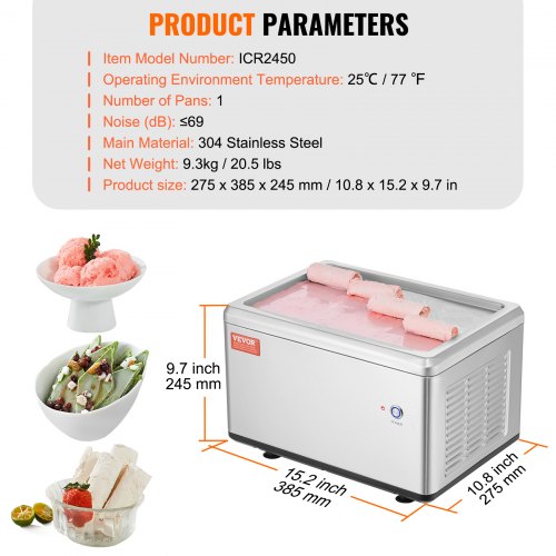 Fried Ice Cream Roll Machine 126 x 85 StirFried Ice Cream Pan