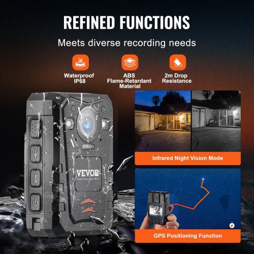 1440P HD Police Body Camera 64GB Body Cam with Audio Video Recording