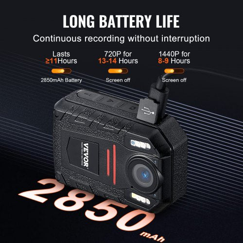 1440P HD Police Body Camera 64GB Body Cam with Audio Video Recording