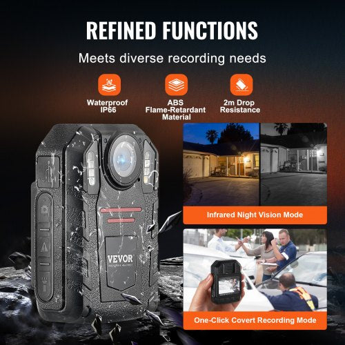 1440P HD Police Body Camera 64GB Body Cam with Audio Video Recording