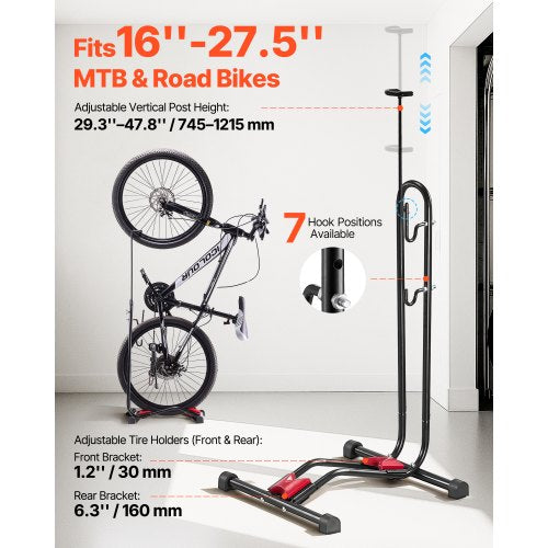 Bike Rack Upright Bike Stand Floor for 16 to 27.5 Inch Mountain Road