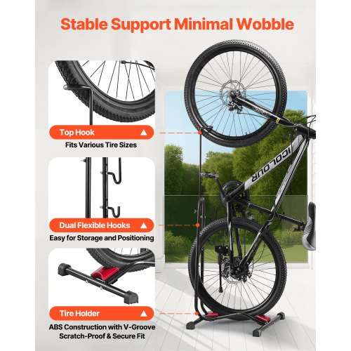 Bike Rack Upright Bike Stand Floor for 16 to 27.5 Inch Mountain Road