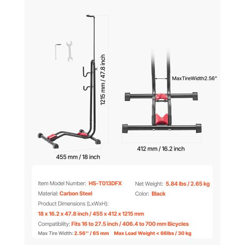 Bike Rack Upright Bike Stand Floor for 16 to 27.5 Inch Mountain Road