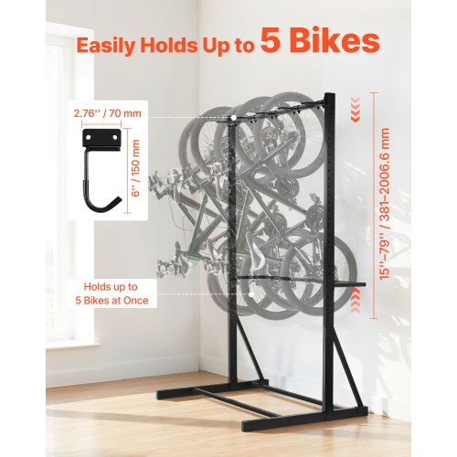 Bike Rack 300LBS136KG Capacity for up to 5 Bikes Freestanding Bike