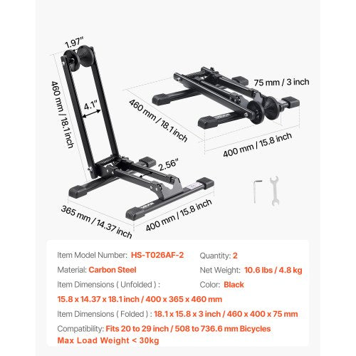 Bike Racks 2 Pack Fits 20 to 29 Inch Mountain Road Bikes Alloy Steel