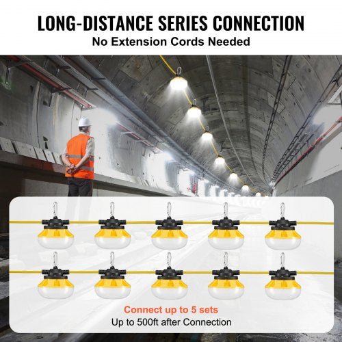 100FT Construction String Lights 100W 10000LM 10PCs String Work Light